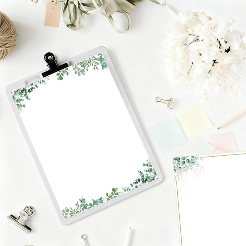 wootile 8.5 11 Inch Leaf Border Stationery Writing Paper Greenery Letterhead Paper x Eucalyptus Border Papers Notes