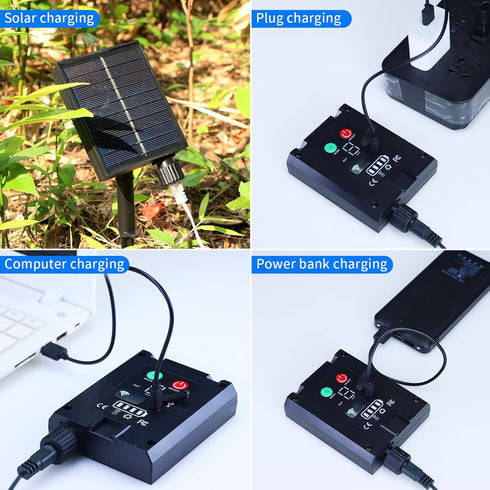 10 10Ft 300LED 8 Dimmable Solar Curtain Lights Outdoor x Waterproof Waterfall Light with Modes Remote USB Rechargeable