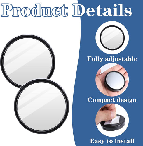 FdcZeyxior 2 2.2" Pcs Office Desk Cubicle Mirror, Wide Angle Convex Rear View Mirror, Stick-On Adjustable Monitor
