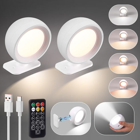 Rossesay 1 Piece LED Wall Lights with Remote, Wall Sconces Lamp Rechargeable