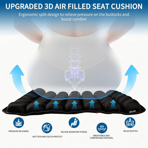 mouvzia 42 Sodurue Inflatable Travel Seat Cushion for Airplane: Pressure Relief Seat Cushion with Adjustable Air Cells