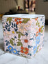 Ceramic Pen Pencil Holder, Makeup Brush Organizer with 2 Compartments, Floral Multi-functional Storage Caddy, Pink