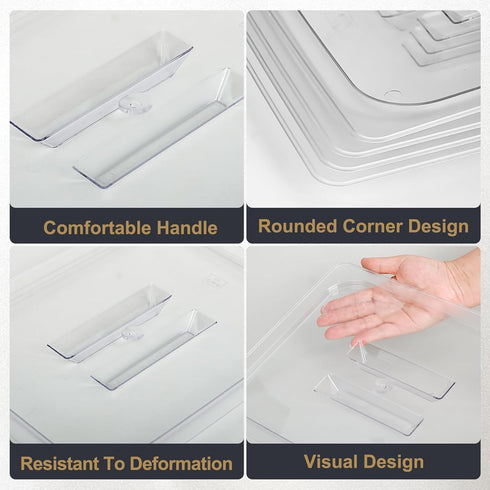 6-Pack 1/2 12.8x10.4'' Commercial Size Polycarbonate Food Pan Lids with Handle, Clear Steam Table Hotel Pan Cover