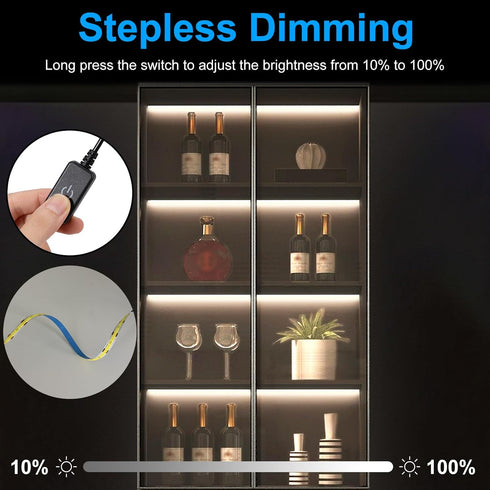 6 20 Inch Dimmable Closet, 6000K JUSJUBR LED Lights for Shelves, PCS Flexible COB LED Strip Lights for Cabinet, Display