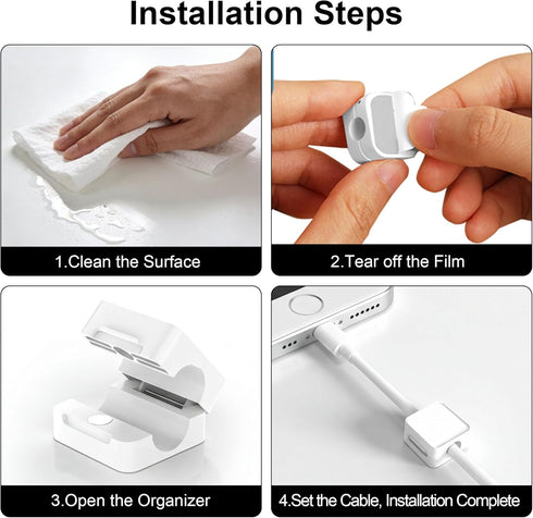 HOYAWU 10 Pack HOWAWU Magnetic Cable Clips Cord Holder, Cables Smooth Adjustable, Under Desk Cable Management Organizer