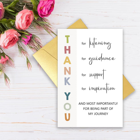 Qamza Cute Thank You Card to Teacher Appreciation Gift to Mentor, Coach, Educator, Pastor, Dad, Mom, Boss, Grateful
