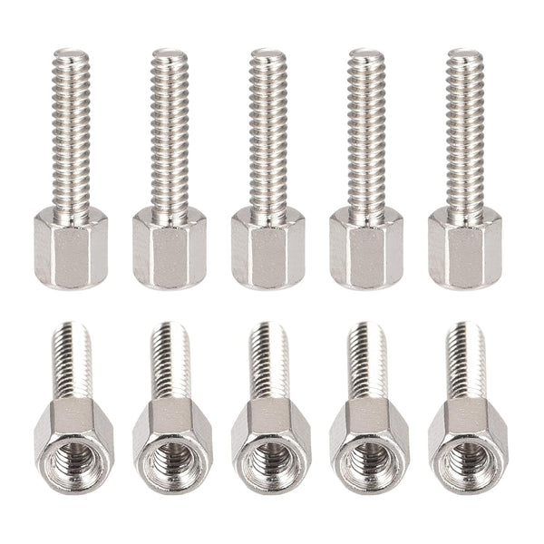 4#-40x5x12mm Brass Hex Standoff - 100 Pack - Male to Female Spacer Screw Nuts for Electronic Machines