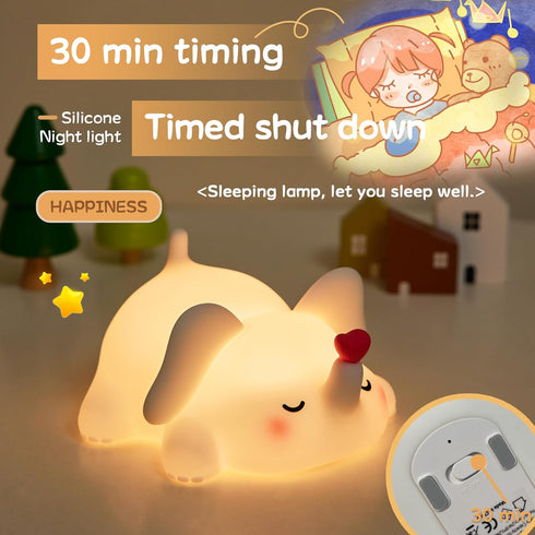3 Dimmable Cute Love Elephant Night Light For Kids, LED Squishy Nursery Lamp Warm Brightness For Breastfeeding , Level