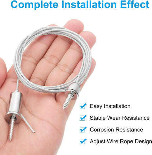 2m/6.6ft 8 Set 3 PATIKIL Ceiling Hanging Wire Cable Kit, Adjustable Light Suspend Cable Kit Panel Hanging Rope Clamp