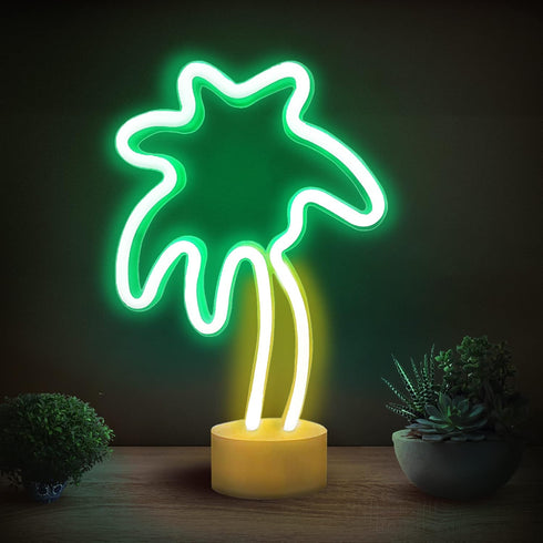 Lumoonosity Palm Tree Lights - Green & Yellow Palm Tree Neon Sign