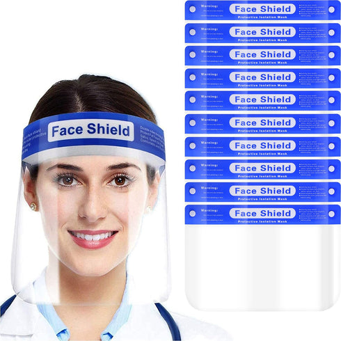 10 Pcs Face Shield Mask, Anti-Fog Clear Full Face Protection Shield, Reusable