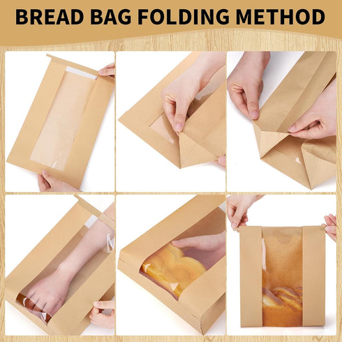 120 132 14x8.3x3.5in Packaging Bread Bags for Homemade Bread, Sourdough Bread Bags with Tin Tie Tab Lock and Stickers