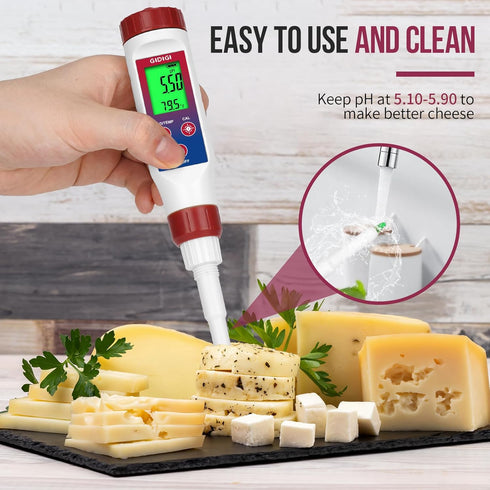 Smart pH Meter for Food, GIDIGI Digital Food pH Tester, Accurate Canning pH Test Kits with ATC, Professional Fermenting