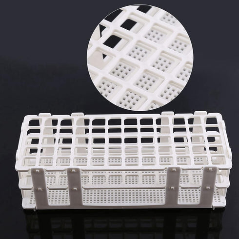 Plastic Test Tube Rack, 60 Holes, Three Layers Detachable Holder for 20mm Test Tubes, White
