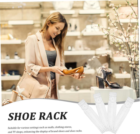 4pcs PRETYZOOM Acrylic Display Shoe Stand Multipurpose Shoe Rack for Malls Stores Wall Garage High Heel Support Retail