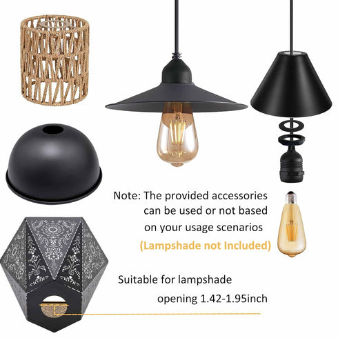 10 1 Pack E26 E27 Feet Waterproof Wire Electric Light Socket, Outdoor Black Plug in Pendant Light, Socket for Vintage