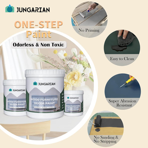 32oz Furniture Paint Kit with Tools - Water-based & Low Odor No Sanding No Priming - Matte Finish Indoor Outdoor Wood