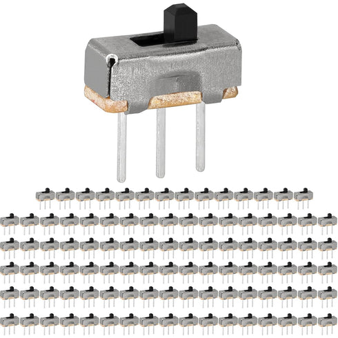 100Pcs High Knob 3 Pin 2 Position 1P2T SPDT Vertical Slide Switch with PCB Panel for Arduino, 0.5 Amp, 50V DC