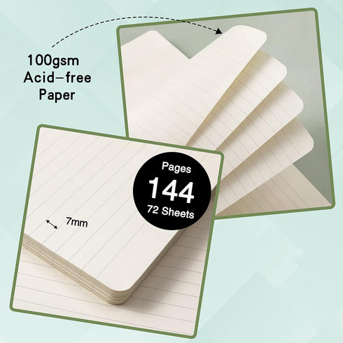 Ruled Notebook/Journal, Classic Lined Hardcover with Thick Paper, 5.7" x 8.4", Banded with Pen Holder