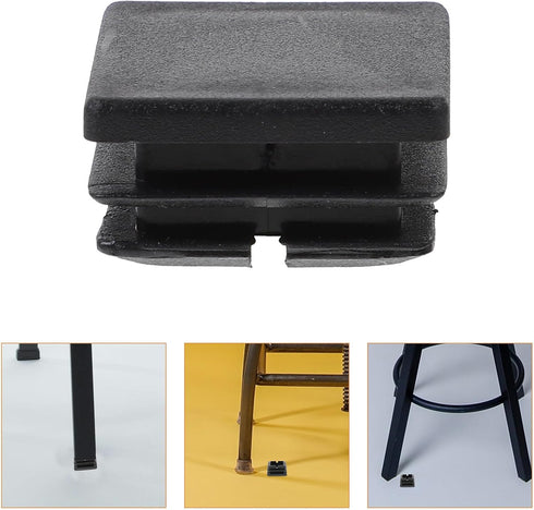 DIKACA 12pcs 25x25mm Black Square Tube End Caps Furniture Leg Protectors Plastic Inserts for Tubing Chair and Table