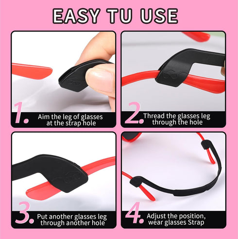 YGDZ Glasses Strap, 8 Pack Kids Eyeglasses String Holder, Silicone Elastic Sports Strap with Ear Grip Hooks, 8 Colors