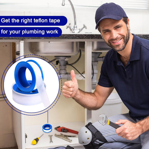 100 Rolls PTFE Tape, 1/2 x 520 Inches, Waterproof Sealant Plumbing Tape for Water Pipe Sealing (Dark Blue)