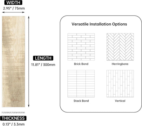 24 W&S PCS Beige Distressed Wood Peel and Stick Backsplash Tiles,Stick on Wood Look Tile for RV,Living Room,Accent