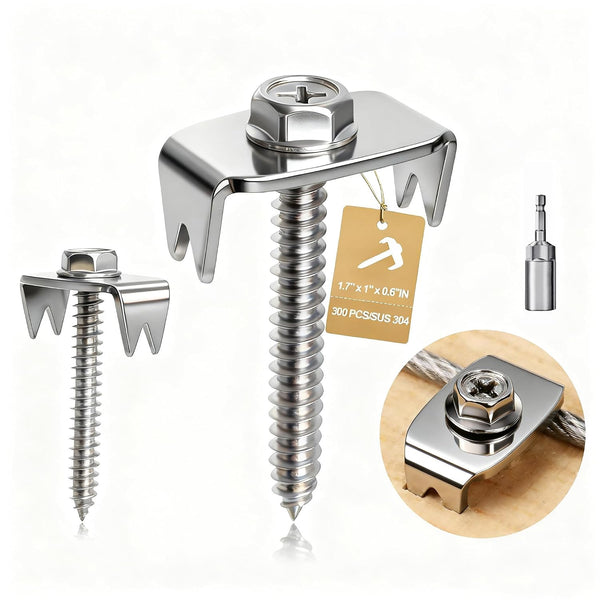 Hedday Fence Staples with Screws, 200 Pack Stainless Steel Fence Fasteners, Heavy Duty
