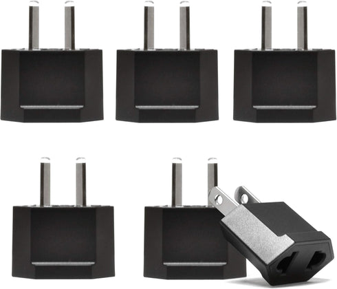 Ceptics Australia, China Plug Adapter Socket - USA to Chinese, New Zealand 2 Pin Type I Adaptor Power Wall Adapter, Argentina, Round to Angled Flat Pin Converter - 6 Pack (6)