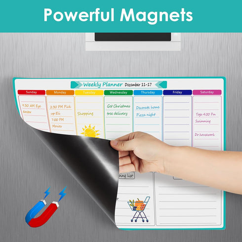 MaxGear Weekly Dry Erase Board - Magnetic Calendar Whiteboard Planner for Fridge, 17"x12" with Markers and Eraser