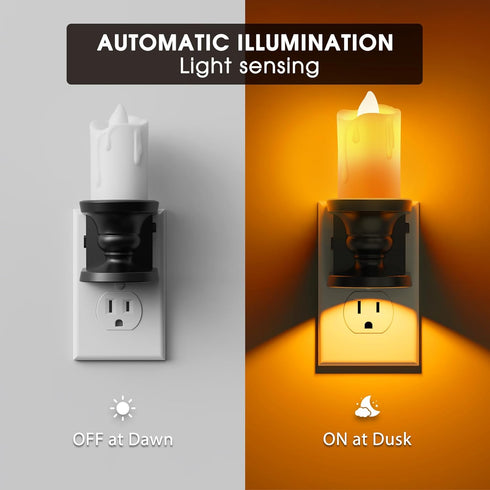 2 Pack, 0-100LM Dimmable 1800K Briignite Flameless Candle Night Light, Night Lights Plug into Wall, Candle Nightlight