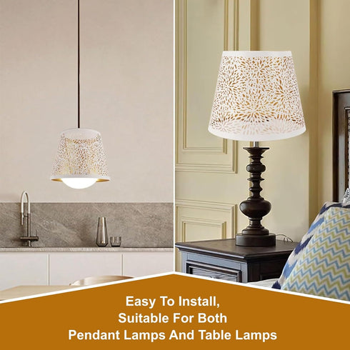 Generic E27 E26, Metal Lamp Shade for Flower Shadow Lampshade, Hollow Out Design Vintage Lamp Shades for Table Lamps