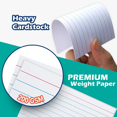 Olivo 3x5 3" 5", 100 Count, 200 Index Cards Lined Ruled Flash Note Cards x White, GSM Heavy Weight
