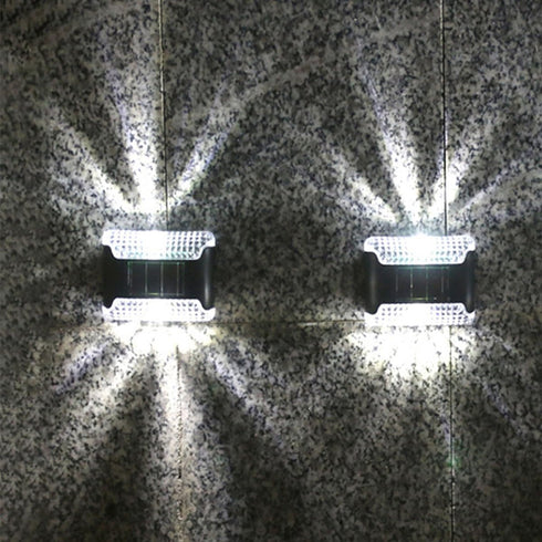 2pcs FRCOLOR Waterproof Solar Fence Lights Outdoor Wall Sconce Solar Powered Porch and Garden Lighting White Light