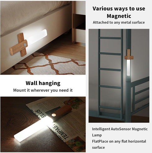 Closet ASAWASA Motion Sensor Night Lights, Under Cabinet LightingMagnet Body Hallway Lamp, Rechargeable Battery Powered
