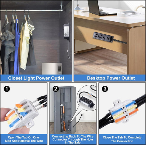 Sekelo Gun Safe Accessory Electrical Power Outlet Kit Safe Power Outlet Kit with USB for Interior Dehumidifiers