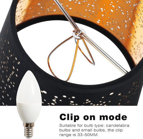 Bulb HOMSFOU Fabric Lampshade Small Lamp Shades Clip on Black Pendant Light Small Barrel Lampshade Wall Sconces Lamp