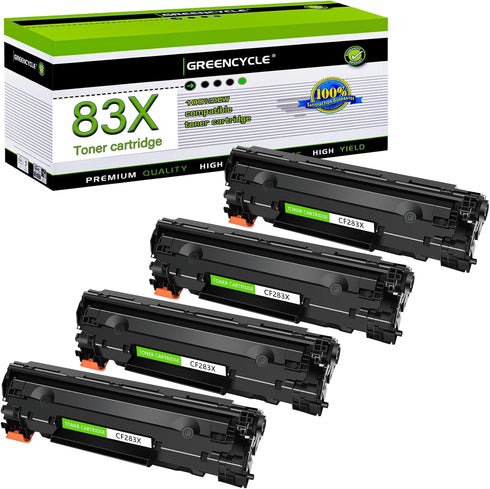 greencycle Compatible CF283X Toner Cartridge Replacement for HP 83X CF283X Laserjet Pro M201 Printers (4-Black, 2400
