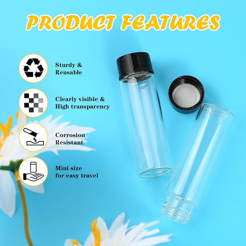 100 Pack 4ml Clear Glass Vials with Screw Caps, Small Liquid Bottle Vials for Essential Oil