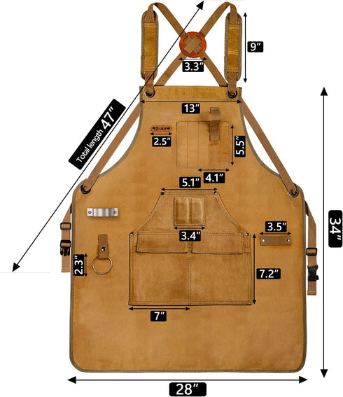 20 oz 9 3XL, Woodworking Apron for Men, Shop Apron Canvas Work Apron with Tool Pockets, Heavy Duty Wood Working