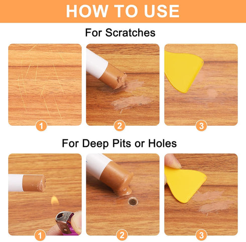 5pcs HARFINGTON Wood Filler Sticks Wooden Wax Touch Up Furniture Repair Crayons for Scratch Hole Wood, Navy