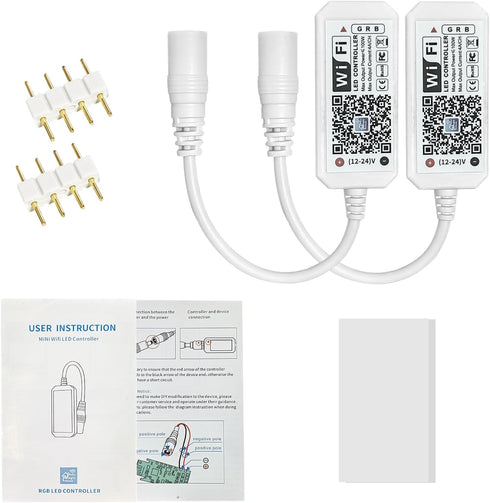 (2 Pack) Aubric Smart WiFi LED Controller, RGB Led Strip Lights Wireless Controller, Compatible with Alexa & Google