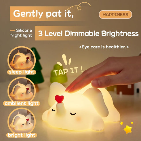 3 Dimmable Cute Love Elephant Night Light For Kids, LED Squishy Nursery Lamp Warm Brightness For Breastfeeding , Level