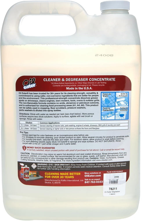 1 Oil Eater Original Gallon Cleaner, Degreaser - Dissolve Grease Oil and Heavy-Duty Stains Professional Strength