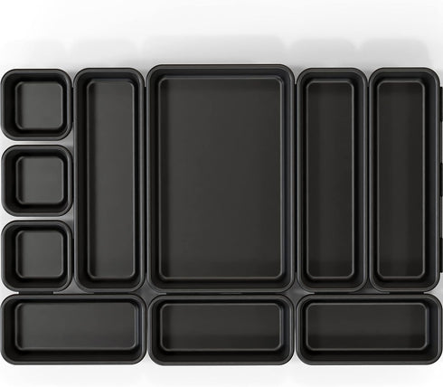 Simple Houseware Black Desk Drawer Organizer, 10 Pack (3S, 3M, 3L, 1XL)