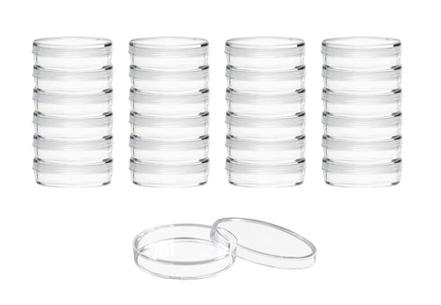 EISCO 25PK Disposable Sterile Petri Dish with Lid, 35x15mm, Polystyrene, Triple Vented, Transparent