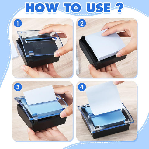 Pop Up Notes Dispenser Acrylic Holder for 3 x 3 Inch Sticky Notes, Black Base Clear Top Small Container for Office Home