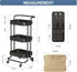 DTK 3 Tier Metal Utility Rolling Cart with Table Top, Side Bags, Tray Storage Organizer on Wheels for Kitchen, Office