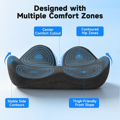 Seat Cushion for Office Chairs Large U-Shaped Memory Foam Desk Chair Cushions for Long Sitting Comfort, Ergonomic Thick