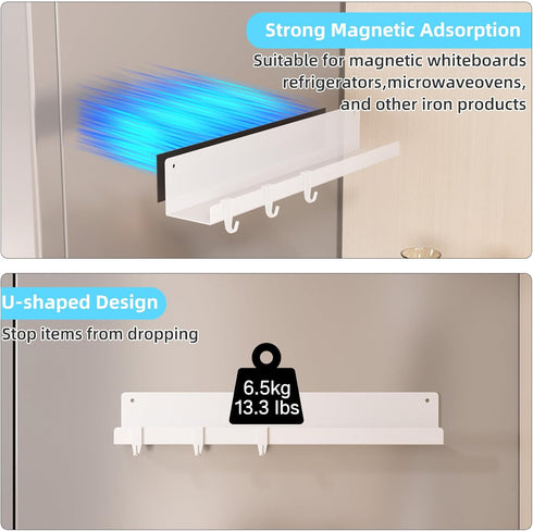 KMUZAWN 2-Pack 17 Inch 14.33 lbs, Magnetic Book Shelf for Whiteboard - Reusable Metal Magnetic Shelves, Holds Magnetic